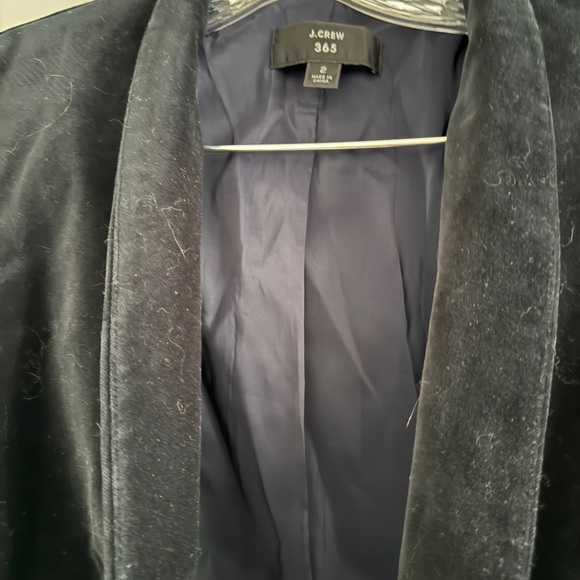 J. CREW 365 Women’s Black Velvet Cotton One Closure Satin Lined Blazer (SIZE 2) - Picture 7 of 10